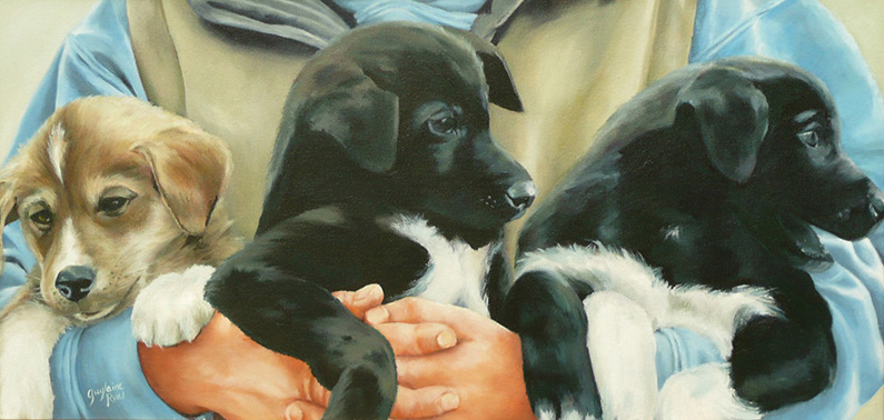 Apprenti chien à traineaux - Artiste Peintre - Guylaine Ruel